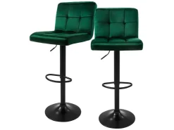 ML-Design Barhocker 2Er Set aus Samt Grün Gepolsterter Barstuhl mit Rückenlehne* Hocker