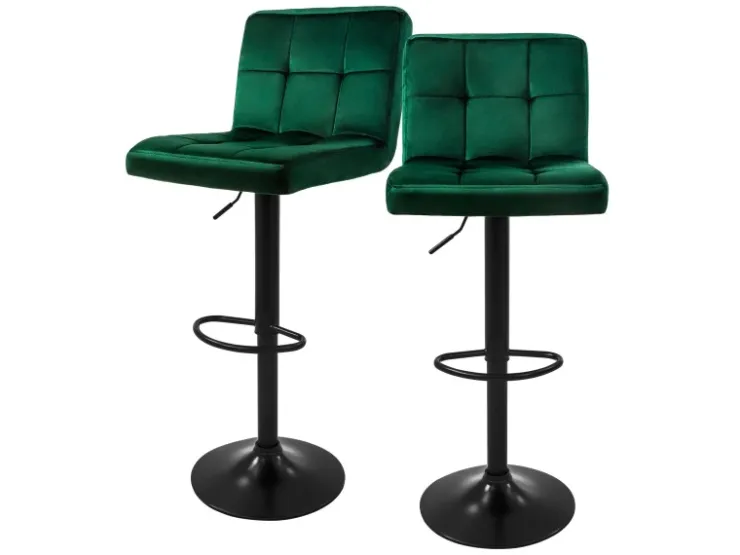 ML-Design Barhocker 2Er Set aus Samt Grün Gepolsterter Barstuhl mit Rückenlehne* Hocker