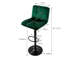 ML-Design Barhocker 2Er Set aus Samt Grün Gepolsterter Barstuhl mit Rückenlehne* Hocker
