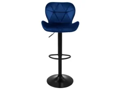 ML-Design Barhocker 2Er Set aus Samt Blau mit Rückenlehne und Fußstütze