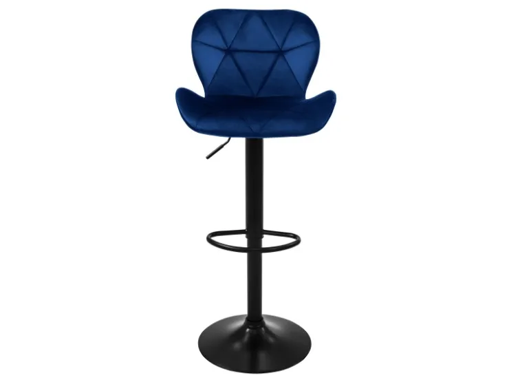 ML-Design Barhocker 2Er Set aus Samt Blau mit Rückenlehne und Fußstütze