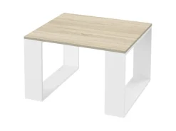 ML-Design Couchtisch 65x65x40 cm Eicheoptik-Weiß Quadratischer