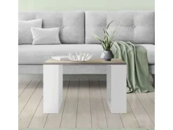 ML-Design Couchtisch 65x65x40 cm Eicheoptik-Weiß Quadratischer