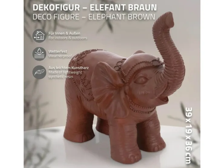 ML-Design Deko Figur Elefant Braun 36x19x39cm Orientalische Finish Innen & Außen* Dekorative Figuren