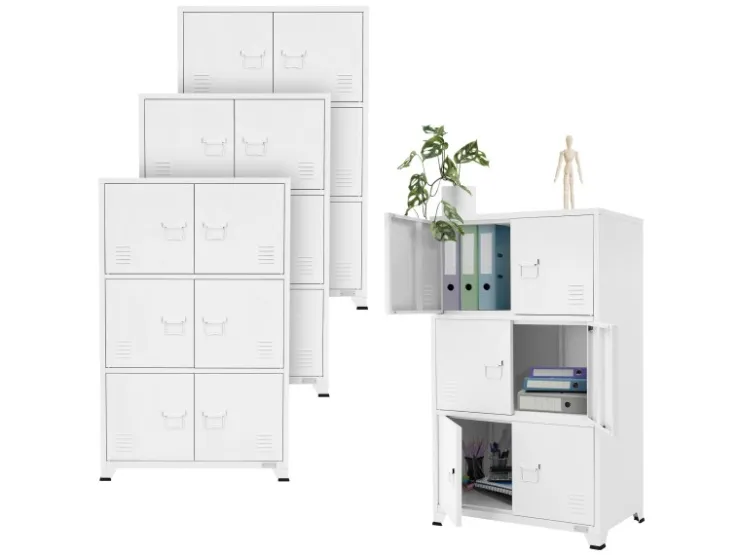 ML-Design 4Er Set Aktenschrank 75x40x120 cm Stahl Freistehend* Büroregale