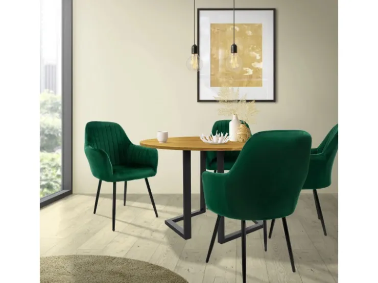 ML-Design 2er Set Esszimmerstühle mit Rücken- und Armlehnen Grün aus Samt* Stühle