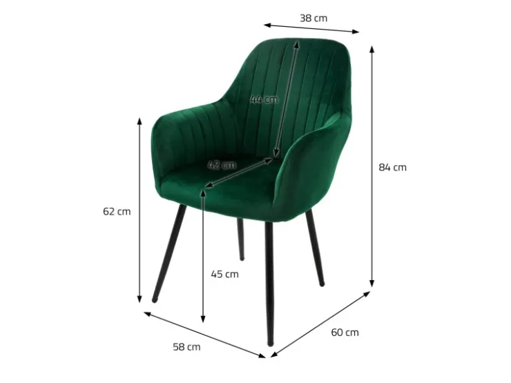 ML-Design 2er Set Esszimmerstühle mit Rücken- und Armlehnen Grün aus Samt* Stühle