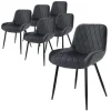 ML-Design 6Er Set Esszimmerstühle mit Rücken- und Armlehnen Anthrazit Samt Sitz* Stühle