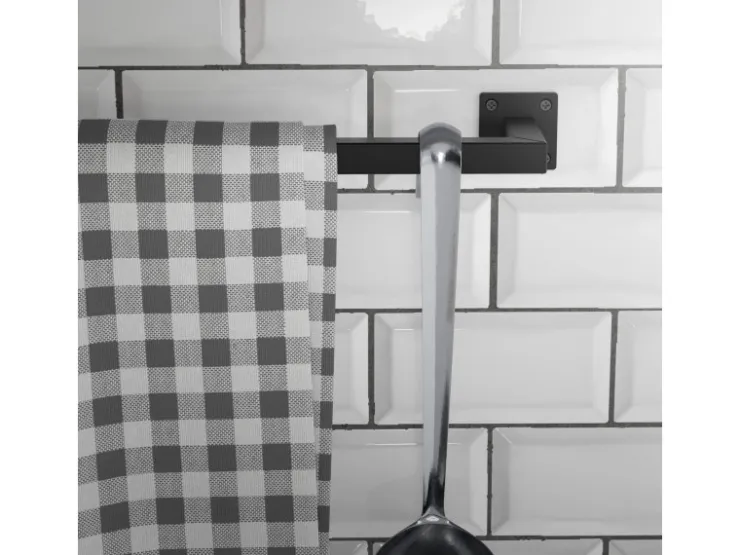 ML-Design 3Er Set Kleiderstange Rechteck für die Wand T12cmxB90cm Schwarz U-Form