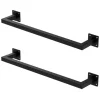 ML-Design 2Er Set Kleiderstange Rechteck für die Wand 12x60 cm Schwarz aus Stahl* Garderoben