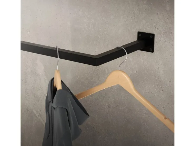 ML-Design 2Er Set Kleiderstange Rechteck für die Wand 12x60 cm Schwarz aus Stahl* Garderoben