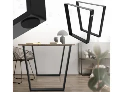 ML-Design 2Er Set Tischbeine Trapez 75x72 cm V-Form Schwarz Profil 8x2 cm Stahl