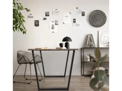 ML-Design 2Er Set Tischbeine Trapez 75x72 cm V-Form Schwarz Profil 8x2 cm Stahl
