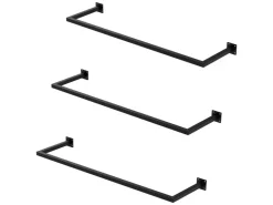 ML-Design 3Er Set Wand Kleiderstange Rechteck 30x110cm Schwarz Stahl* Garderoben
