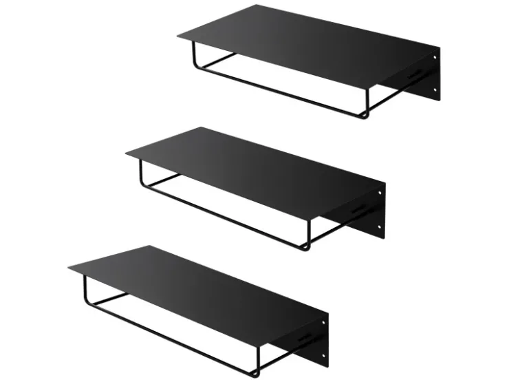 ML-Design 3Er Set Wandgarderobe mit Hakenleiste Kleiderstange 60x30x15cm Schwarz* Garderoben