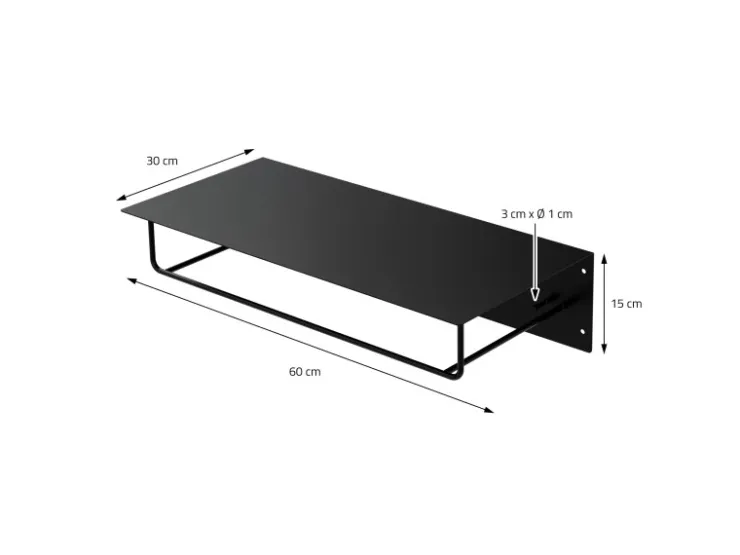 ML-Design 3Er Set Wandgarderobe mit Hakenleiste Kleiderstange 60x30x15cm Schwarz* Garderoben
