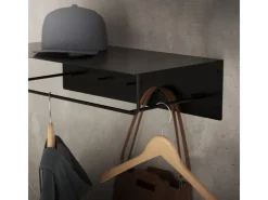 ML-Design 3Er Set Wandgarderobe mit Hakenleiste Kleiderstange 60x30x15cm Schwarz* Garderoben