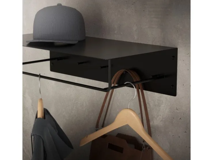 ML-Design 3Er Set Wandgarderobe mit Hakenleiste Kleiderstange 60x30x15cm Schwarz* Garderoben