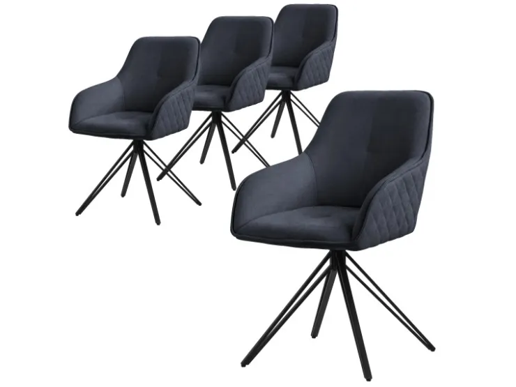 ML-Design Esszimmerstühle Drehbar 4Er Set Textil Webstoff Schwarz Drehstuhl* Stühle