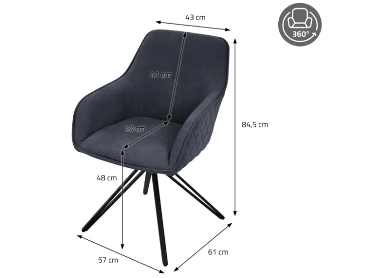 ML-Design Esszimmerstühle Drehbar 4Er Set Textil Webstoff Schwarz Drehstuhl* Stühle
