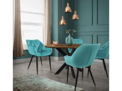 ML-Design Esszimmerstühle 4Er Set Petrol Küchenstuhl mit Dickem Samtstoff* Stühle