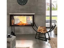 ML-Design Kaminholzregal 55 x 94 x 21 cm Schwarz Metall Innen/Außen U-förmiges* Regale Schwarz
