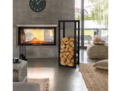 ML-Design Kaminholzregal 40x100x25cm Rechteckig Schwarz aus Metall Innen/Außen* Regale Schwarz|Holzregale