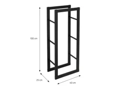 ML-Design Kaminholzregal 40x100x25cm Rechteckig Schwarz aus Metall Innen/Außen* Regale Schwarz|Holzregale