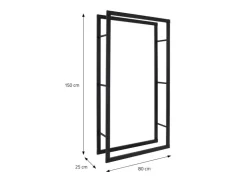 ML-Design Kaminholzregal 80x150x25 cm Rechteckig Schwarz Metall Innen/Außen