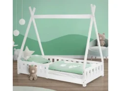 ML-Design Kinderbett Tipi 80x160 cm mit Rausfallschutz Lattenrost* Bettwäsche