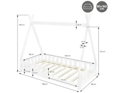ML-Design Kinderbett Tipi 80x160 cm mit Rausfallschutz Lattenrost* Bettwäsche