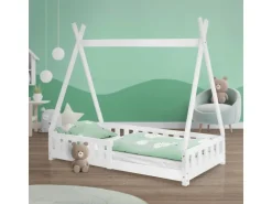 ML-Design Kinderbett Tipi 80x160 cm mit Rausfallschutz Lattenrost* Bettwäsche