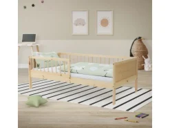 ML-Design Kinderbett 80x160 cm Natur Kinder Einzelbett mit Lattenrost