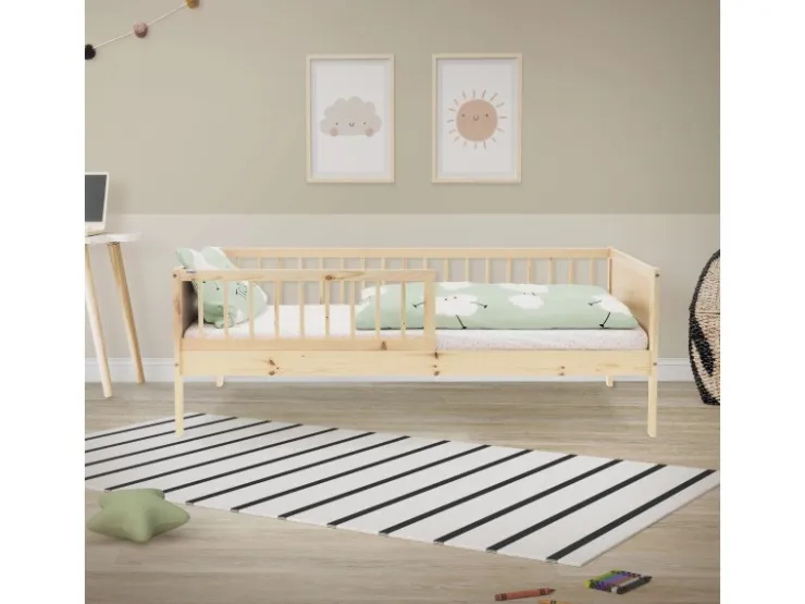 ML-Design Kinderbett 80x160 cm Natur Kinder Einzelbett mit Lattenrost