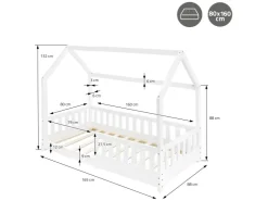 ML-Design Kinderbett 80x160 cm mit Rausfallschutz Dach Lattenrost* Betten