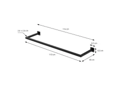 ML-Design Kleiderstange Rechteck für Wand T30cmxB110cm Schwarz aus Stahl U-Form