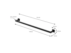 ML-Design Kleiderstange Rechteck für Wand T12cmxB110cm Schwarz aus Stahl U-Form* Garderoben