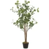 ML-Design Künstliche Eukalyptus 120cm Groß Kunstpflanze Naturholzstamm