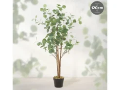 ML-Design Künstliche Eukalyptus 120cm Groß Kunstpflanze Naturholzstamm