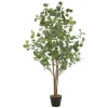 ML-Design Künstliche Eukalyptus 150cm Groß Kunstpflanze Naturholzstamm