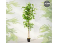 ML-Design Künstlicher Bambus 210cm Groß Kunstpflanze mit Echtholzstamm* Kunstpflanzen