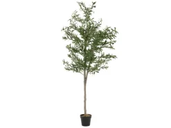 ML-Design Künstlicher Olivenbaum im Topf 210cm Groß mit Naturholzstamm* Kunstpflanzen