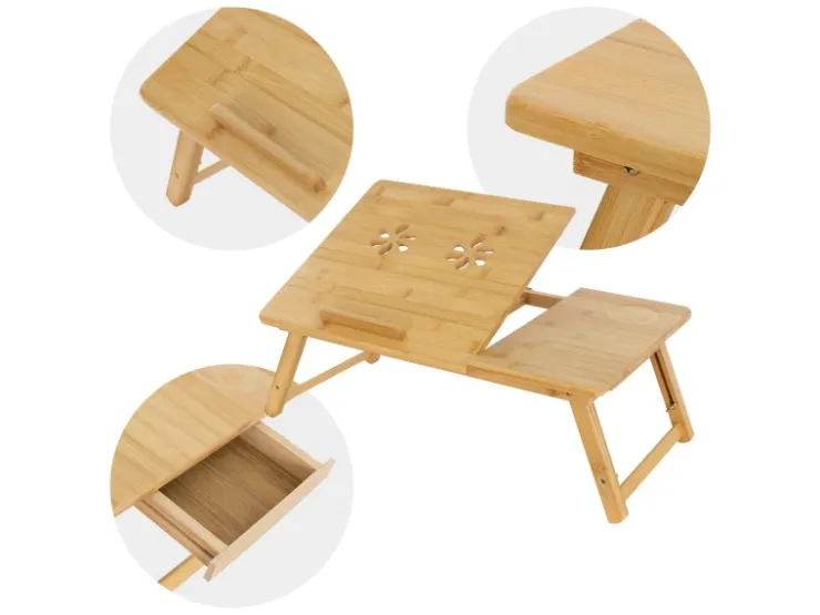 ML-Design Laptoptisch aus Bambus fürs Sofa Höhenverstellbar Klappbar