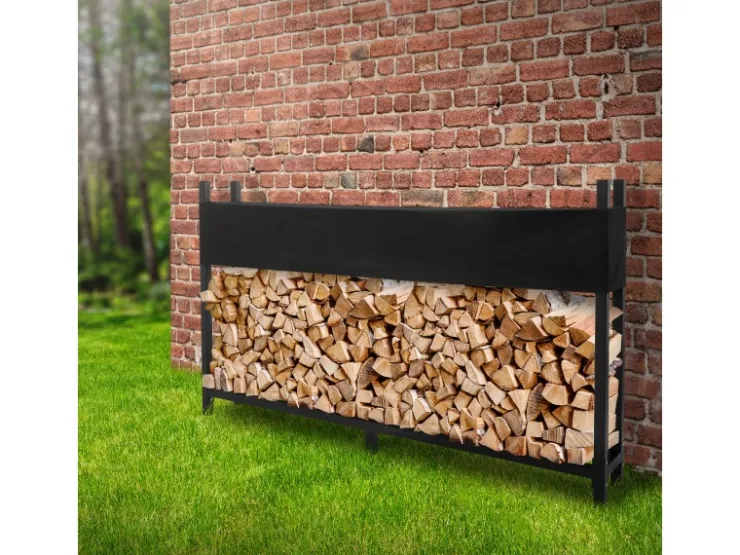 ML-Design Metall Kaminholzregal mit Abdeckung 200x25x115 cm Anthrazit Stahl* Weitere Regale