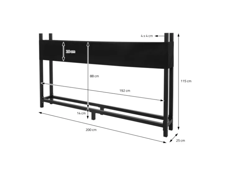 ML-Design Metall Kaminholzregal mit Abdeckung 200x25x115 cm Anthrazit Stahl* Weitere Regale