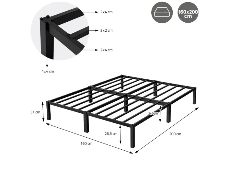 ML-Design Metallbett 160x200 cm Stahlrahmen mit Lattenrost Bettgestell* Betten