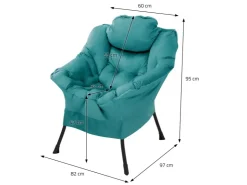 ML-Design Relaxsessel Petrol mit Armlehnen Kopfkissen und Seitentasche* Kissen