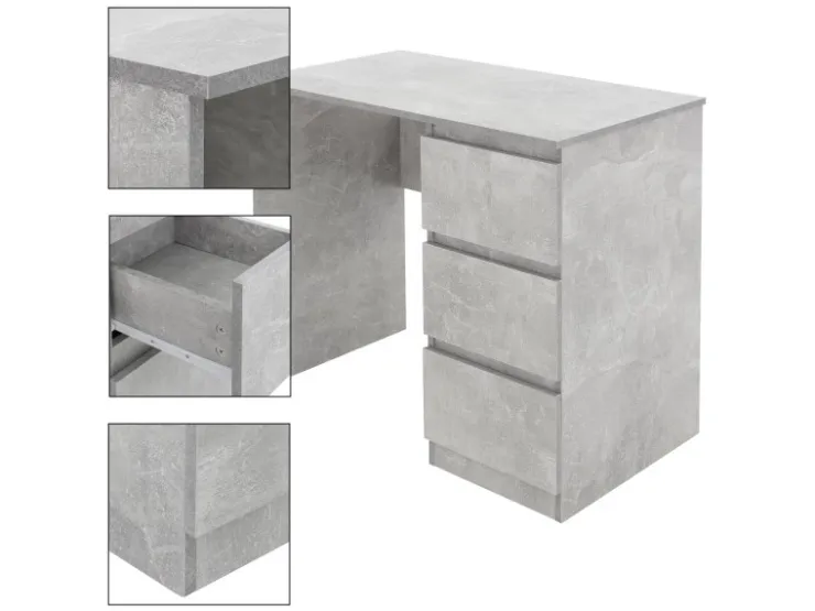 ML-Design Schreibtisch mit 3 Schubladen 90x76x50cm Arbeitstisch Beton-Optik* Tische