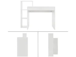 ML-Design Schreibtisch mit Regal 110x72x40 cm aus Holz 2in1 System für Zuhause* Regal Weiß