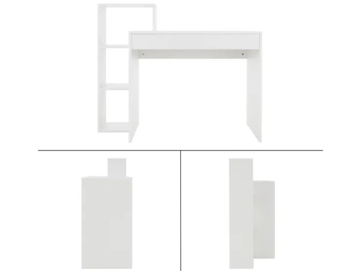 ML-Design Schreibtisch mit Regal 110x72x40 cm aus Holz 2in1 System für Zuhause* Regal Weiß